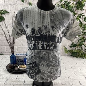 Men’s Top Of The Rock Grey Black & White Stretchable Graphic Tshirt (M) AK05